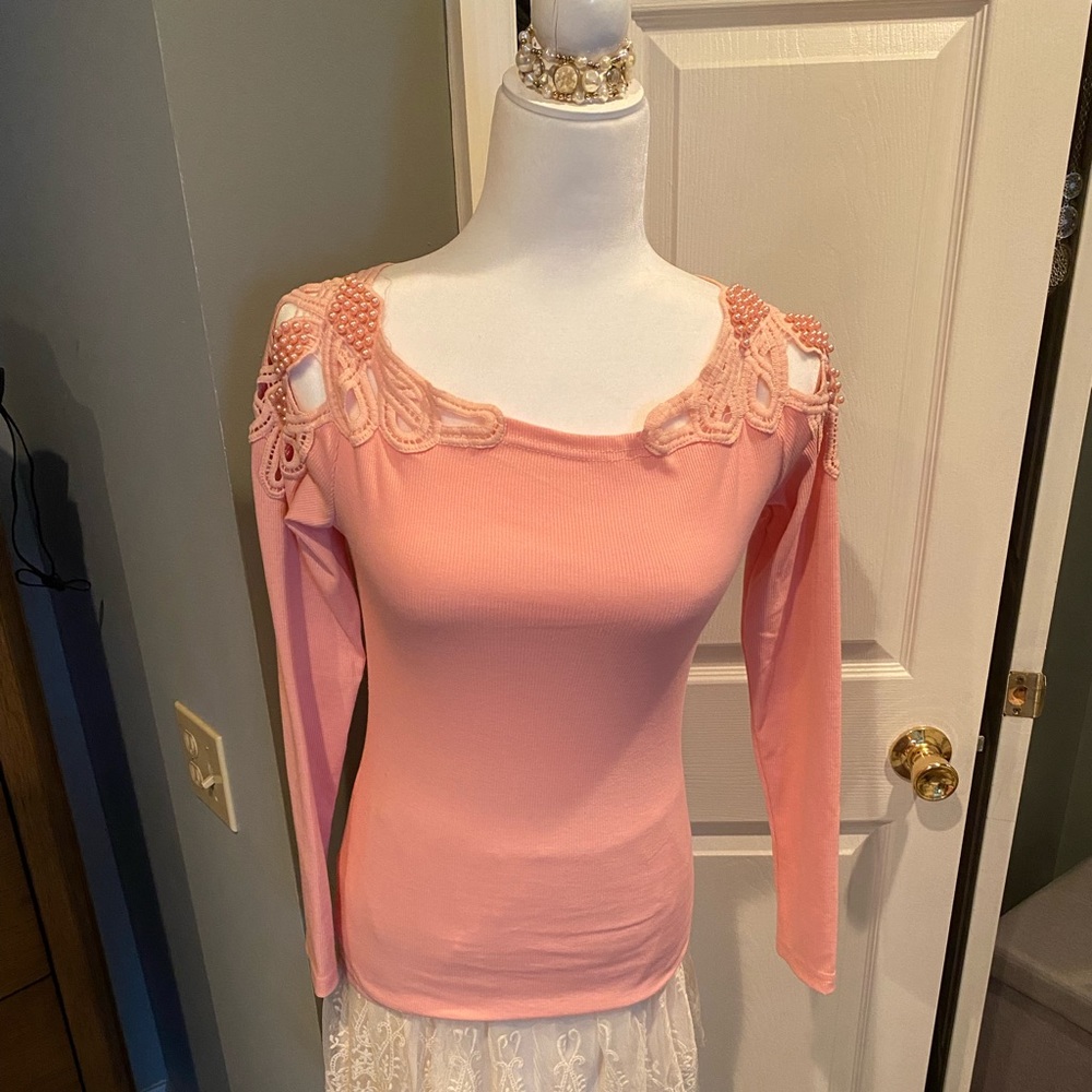 Ribbed boat necked womens tunic size small